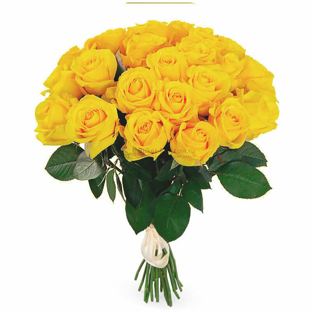 Изображение - Букет из 25 Желтой розы 40 см - купить в Москве
