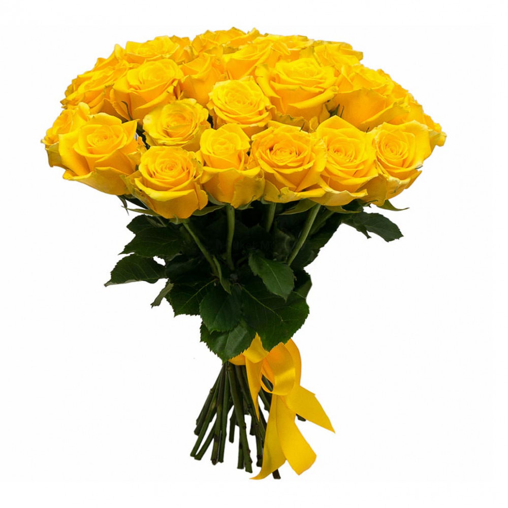 Изображение - Букет из 25 желтых роз 60 см - купить в Москве