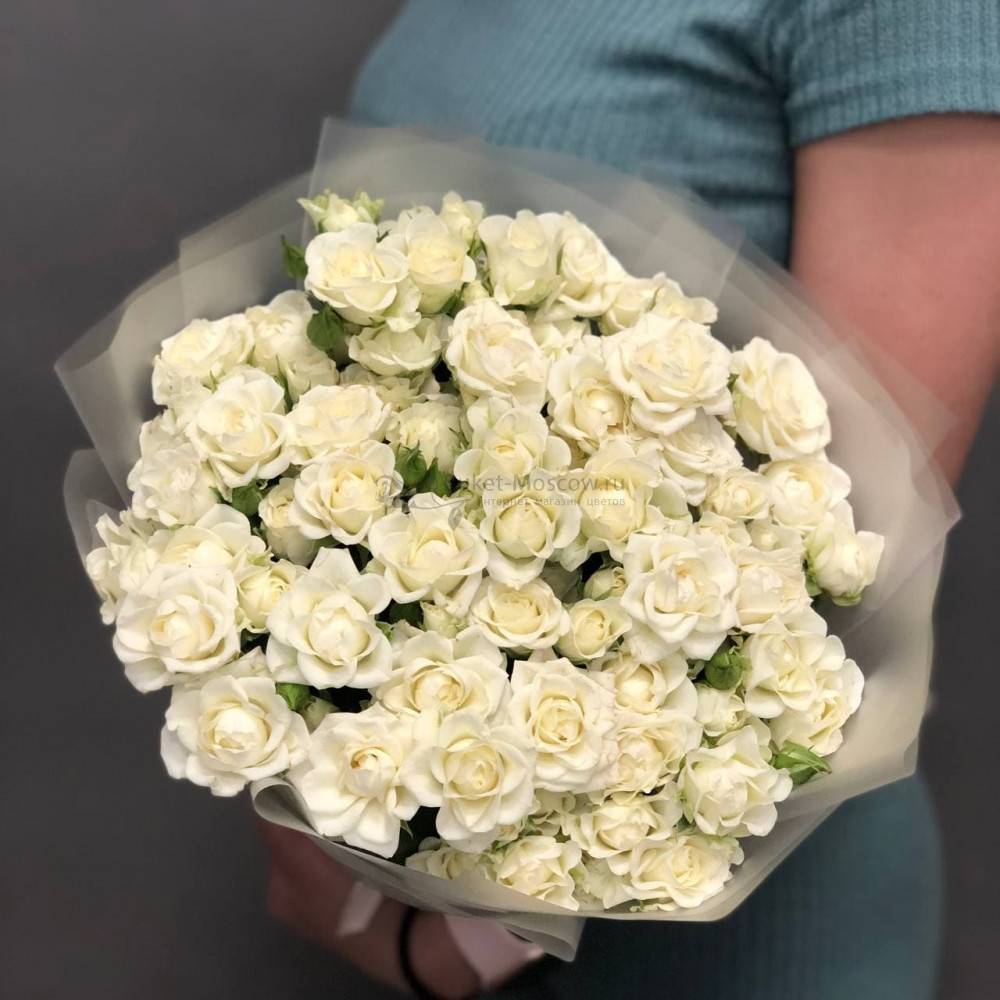 Изображение - Букет белых кустовых роз - купить в Москве