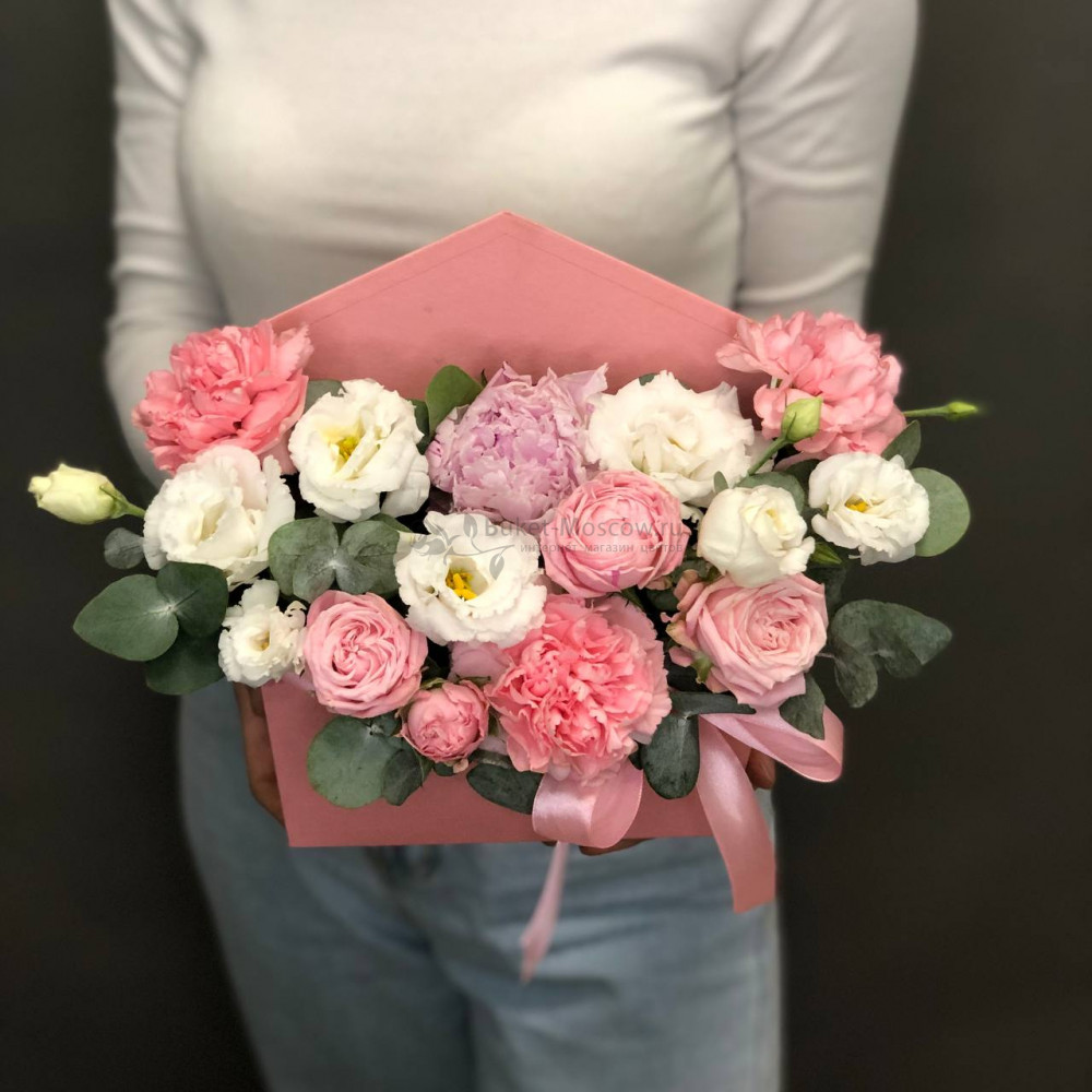 Изображение - Розовый конверт с цветами - купить в Москве