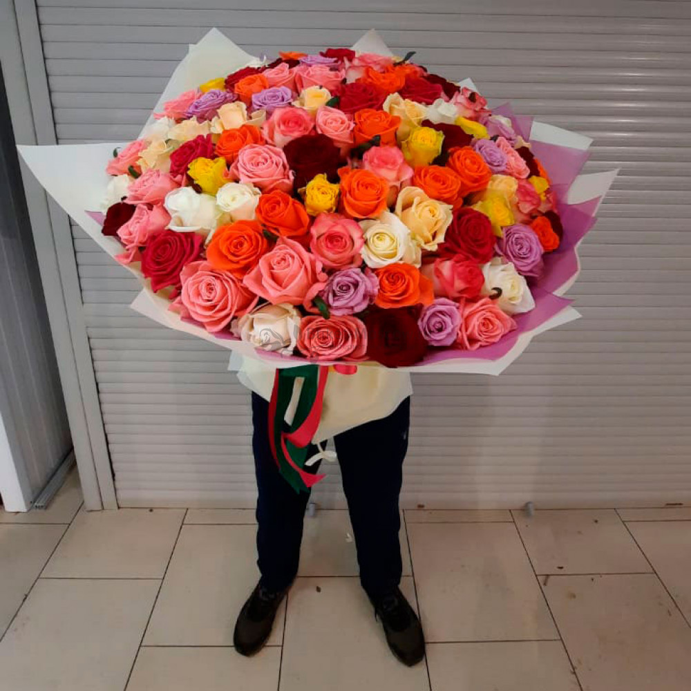 Изображение - Букет 101 розы 60 см МИКС - купить в Москве