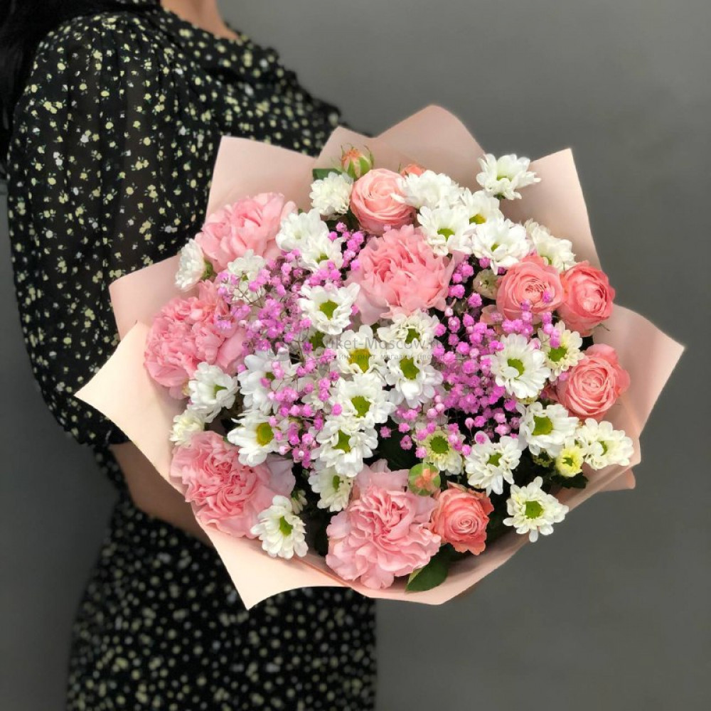 Изображение - Сборный букет из хризантем и роз - купить в Москве
