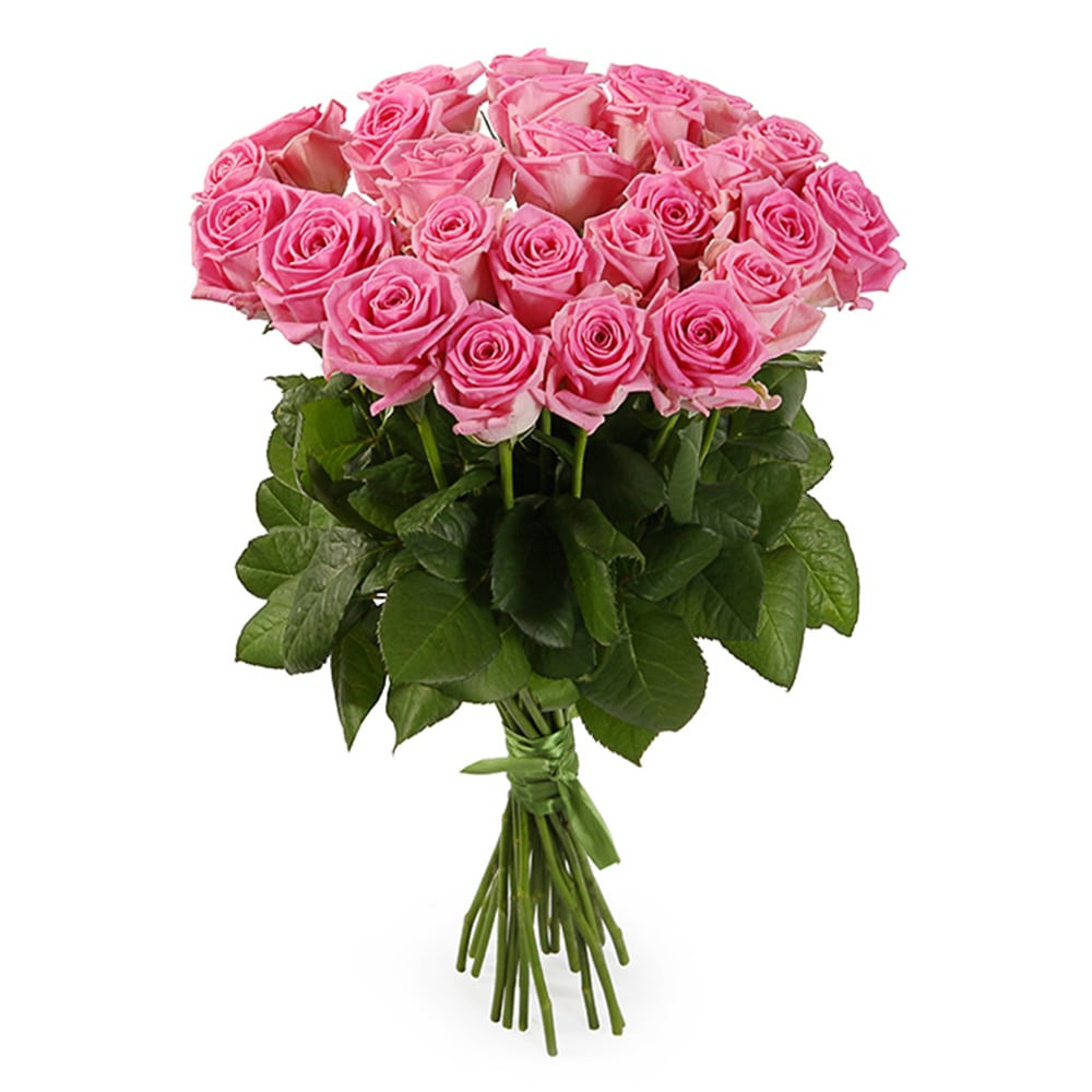 Изображение - Букет из 25 розовых роз 60 см - купить в Москве