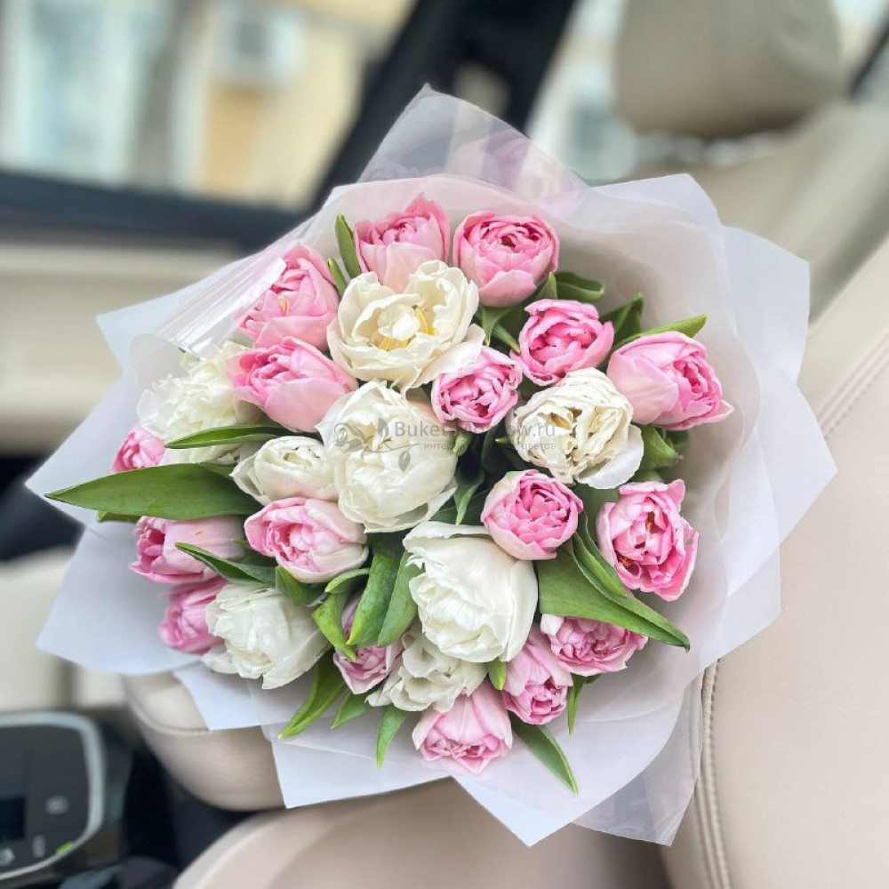 Изображение - Микс розовых и белых тюльпанов - купить в Москве
