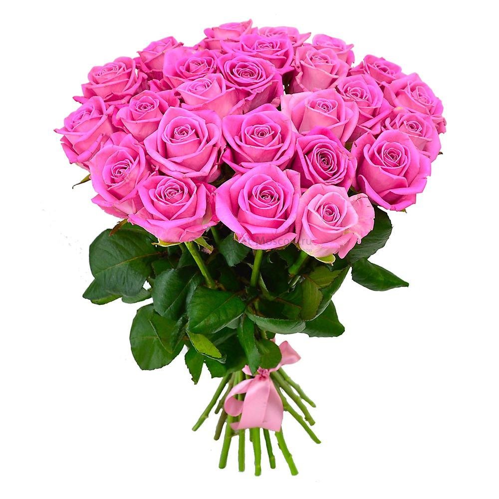 Изображение - Букет из 25 Розовой розы 40 см - купить в Москве