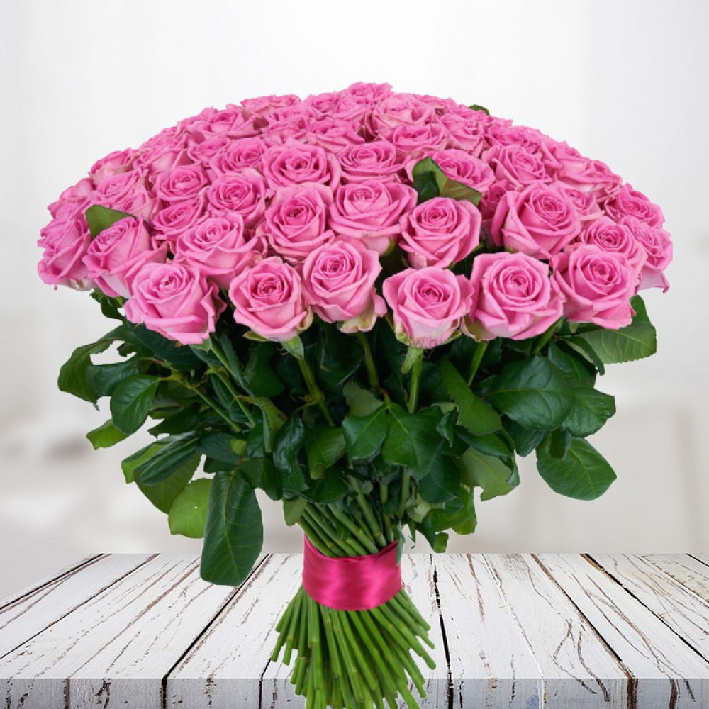 Изображение - Букет розовых Роз 80 см - купить в Москве